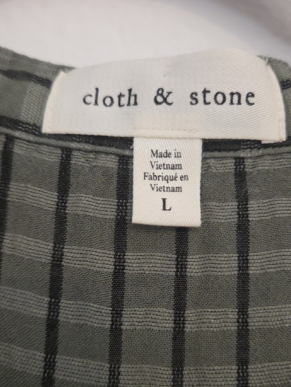 cloth & stone Olive and Black Striped Button-Down Blouse - Picture 2 of 8